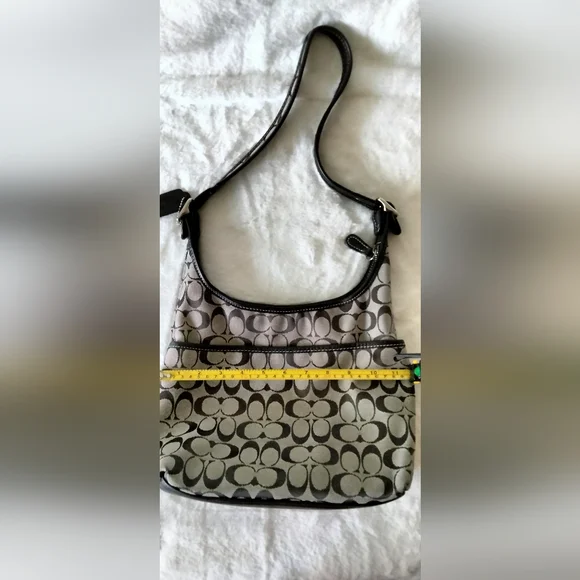 Coach Signature Patterned Black and Grey Handbag - Picture 8 of 12